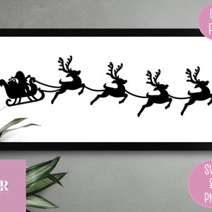 SVG: Santa sleigh and reindeer svg. Christmas scene svg. Santa and his renideer svg. Cut file. Christmas scene cut file.