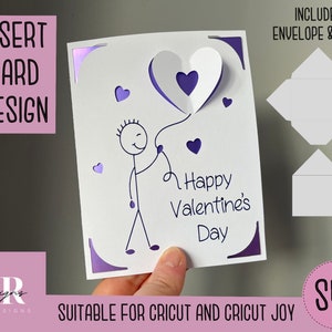 SVG: Valentijnsdag insteekkaart. Cricut Joy vriendelijk. Teken en knip kaartontwerp. Envelop sjabloon inbegrepen. Cricut Joy valentijnskaart SVG