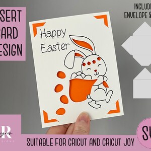 SVG: Carte d’insertion de Pâques. Cricut Joy amical. Dessinez et découpez la conception de cartes. Modèle d’enveloppe inclus. Carte de Pâques Cricut Joy SVG
