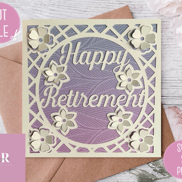 SVG: ‘pop up’/ 3D Happy Retirement card. Digital download. Paper cutting. Retirement card svg. Retirement svg. Floral pop ups. Pop up svg.