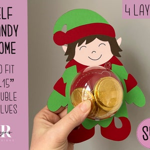 Elf girl candy dome Svg. Chocolate holder svg. Christmas candy holder. Candy holder. Christmas candy holder. Layered Christmas paper craft.