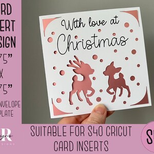 SVG: Cartão de inserção de Natal. Cartão de inserção Cricut S40. Cartão de Natal SVG. Cartão de Natal quadrado. Modelo de cartão de Natal e envelope.