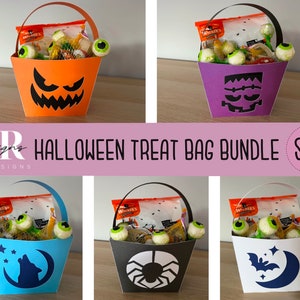 Halloween treat bag template bundle. Candy holder svg. Halloween bag svg. Halloween treat holder. Halloween sweet box svg. Candy bag svg.