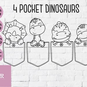 SVG: Pocket Dinosaurs. Cute Dinosaur Svg. Cute Dinosaur cut files. Cute dinosaurs. Vinyl cutting. Baby personalisation. Baby onesie design.