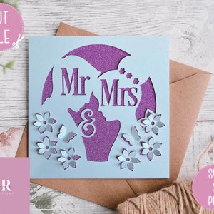 SVG: ‘pop up’/ 3D karta ślubna. Uroczystość. Ślub svg. Karta Mr & Mrs. Karta rocznicowa svg. Motyl pop up. Motyl 3d. Pop up SVG
