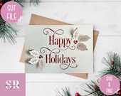 SVG: ‘pop up’/ 3D Christmas card. Christmas card svg. Happy holidays svg. Pop up flowers. Pop up SVG. 3D card svg. Cricut card