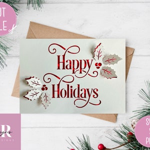 SVG: 'pop up'/ 3D kerstkaart. Kerstkaart svg. Fijne feestdagen svg. Pop-up bloemen. Pop-up SVG. 3D-kaart svg. Cricut kaart