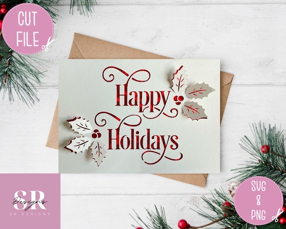 SVG: ‘pop up’/ 3D Christmas card. Christmas card svg. Happy holidays svg. Pop up flowers. Pop up SVG. 3D card svg. Cricut card