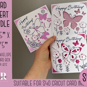 SVG: Geburtstag Einsteckkarten Bundle. Cricut S40 Einlegekarte. Geburtstagskarte svg. Quadratische Geburtstagskarte. Geburtstagskarte Vorlage und Umschlag.