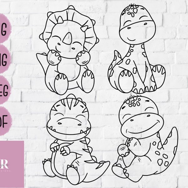 SVG: Dinosaurs. Cute Dinosaur Svg. Cute Dinosaur cut files. Cute dinosaurs. Vinyl cutting. Baby personalisation. Baby onesie design.