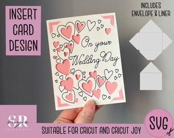 SVG: Wedding insert card. Cricut Joy friendly. Draw and cut card design. Envelope template included. Cricut Joy Wedding card SVG