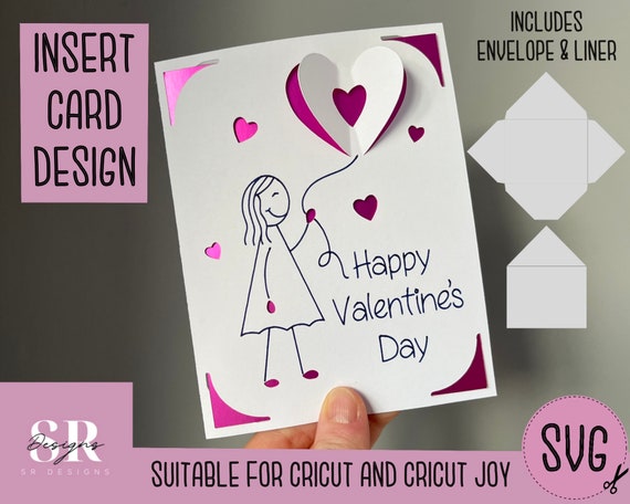 SVG: Valentines Day Insert Card. Cricut Joy Friendly. Draw 