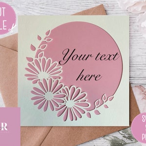 SVG: Birthday card. Bridal shower card. Wedding invite. Floral Card blank. Customisable card svg. Card making. Paper cutting. Card svg