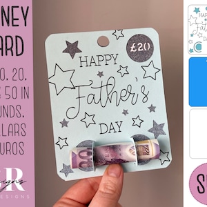 SVG: Carta di denaro per la festa del papà. Cricut Joy amichevole. Taglia e disegna la carta. Portavalute svg. Scheda per la festa del papà svg. Papà calcio. Money card svg.