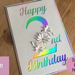 SVG: Pop up/ 3D 2nd Birthday card. Number pop up. Floral pop up. Pop up number. Card pop up. 3D cut file. Pop up svg. Card making. SVG. PNG.