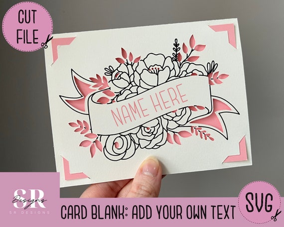 SVG: Floral Card Blank Insert Card. Cricut Joy Friendly. Draw and