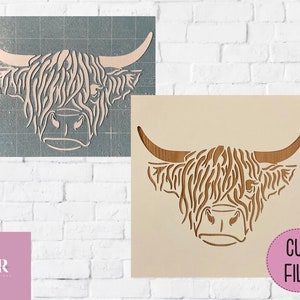 SVG: Highland cow. Highland cow card cut file. Highland cow svg. Vinyl highland cow. image 4