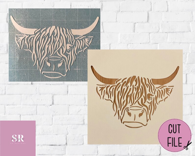 SVG: Highland cow. Highland cow card cut file. Highland cow svg. Vinyl highland cow. image 4