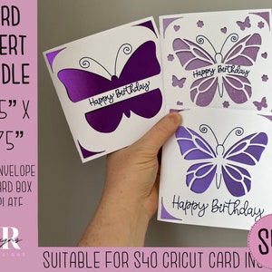SVG: Geburtstag Einsteckkarten Bundle. Cricut S40 Einlegekarte. Geburtstagskarte svg. Quadratische Geburtstagskarte. Geburtstagskarte Vorlage und Umschlag.