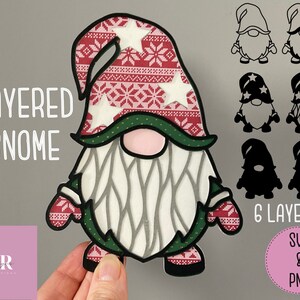 SVG: Layered Gnome cut file. 3D Gonk svg. Layered gnome svg. Christmas Gnome svg. Christmas Gonk svg. Layered Christmas gnome. SVG. PNG.