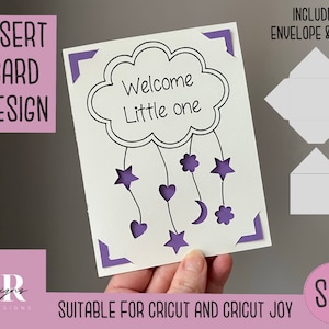 SVG: Nieuwe baby-insert kaart. Cricut Vreugde vriendelijk. Teken en knip kaartontwerp. Envelop sjabloon inbegrepen. Cricut Joy nieuwe babykaart SVG