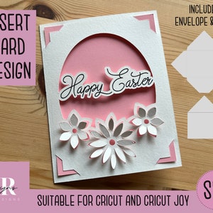 SVG: Easter insert card. Cricut Joy friendly. Draw and cut card design. Envelope template included. Cricut Joy Easter card SVG