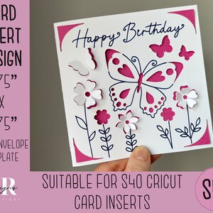 SVG: Einsteckkarte zum Geburtstag. Cricut S40 Einlegekarte. Geburtstagskarte svg. Quadratische Geburtstagskarte. Geburtstagskarte Vorlage und Umschlag.