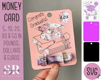 SVG: Carte d’argent de graduation. Cricut Joy amical. Couper et tirer la carte. Détenteur d’argent svg. Carte de graduation svg. Carte d’argent svg.