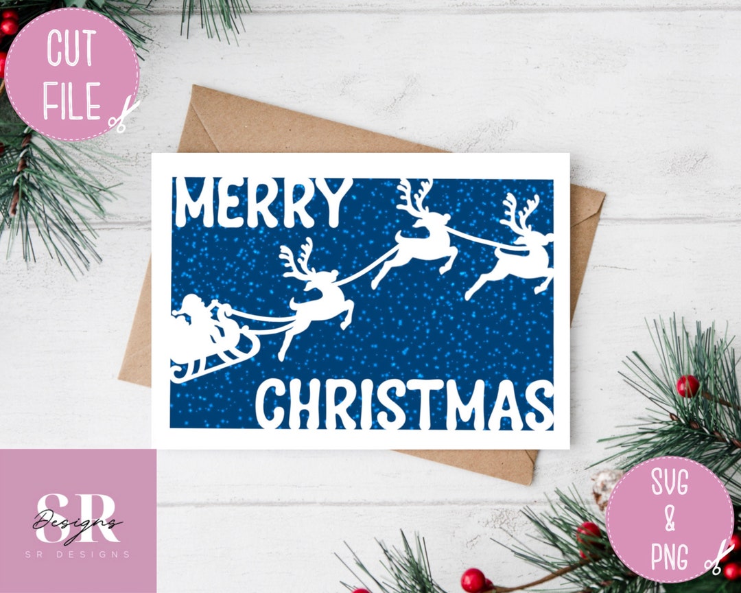 SVG: Christmas Card. Christmas Card Svg. Merry Christmas Svg. Cricut