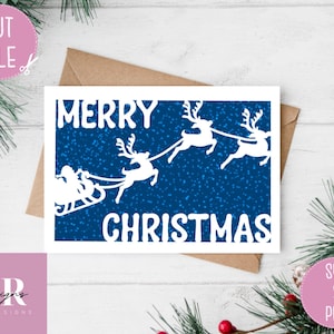 SVG: Kerstkaart. Kerstkaart svg. Vrolijk kerstfeest svg. Cricut kaart svg. Desire Kerst lettertype. Kersttafereel kaart svg.