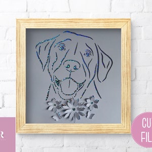 SVG : Labrador 3D. Labrador svg. 3d Labrador. Pop up chien svg. Fichier de coupe de chien. Fleurs éclatantes. Fleurs 3D. SVG. Papouasie-Nouvelle-Guinée.
