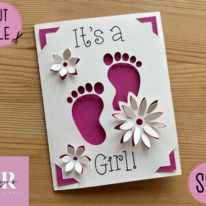 SVG: 3D It’s a Girl Insert Card. Cricut Joy Friendly. Draw and Cut Card ...