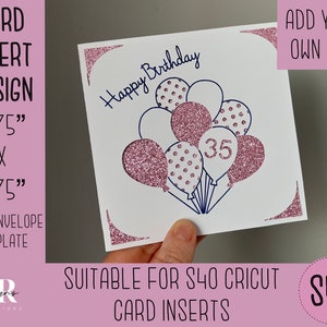 SVG : Carte d'insertion d'anniversaire. Carte d'insertion Cricut S40. Personnalisez le svg de carte d'anniversaire. Carte d'anniversaire carrée. Modèle et enveloppe de carte d'anniversaire.