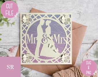 SVG: ‘pop up’/ 3D Wedding card. Celebration. Wedding svg. Mr & Mrs card. Anniversary card svg. Pop up flowers. 3d flowers. Pop up SVG