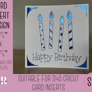 SVG: Einsteckkarte zum Geburtstag. Cricut S40 Einlegekarte. Geburtstagskarte svg. Quadratische Geburtstagskarte. Geburtstagskarte Vorlage und Umschlag.