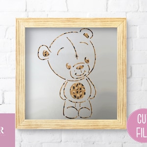 Teddy bear card cut file. SVG. Nursery decor.