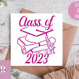 SVG: Carte de classe de 2023. Casquette de fin d’études. Téléchargement numérique. Découpage du papier. Carte de graduation svg. Classe de 2023 SVG. Diplôme SVG.
