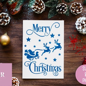 SVG: Kerstkaart. Kerstkaart svg. Vrolijk kerstfeest svg. Cricut kaart svg. Desire Kerst lettertype. Kersttafereel kaart svg.