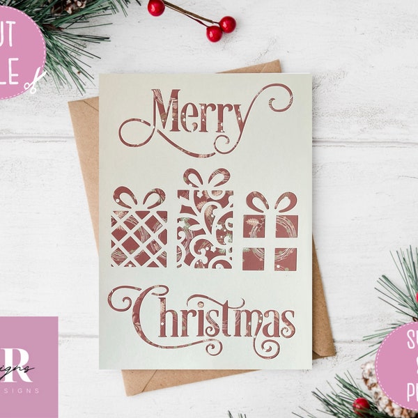 SVG: Christmas card. Christmas card svg. Merry Christmas svg. Cricut card svg. Desire Christmas font. Christmas present card svg.