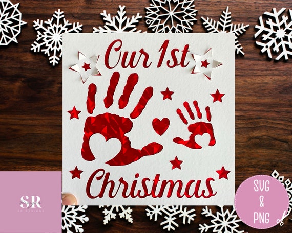 SVG: Our 1st Christmas card. Christmas card svg. 1st Christmas card svg. Baby’s first Christmas card. Merry Christmas svg. Cricut card