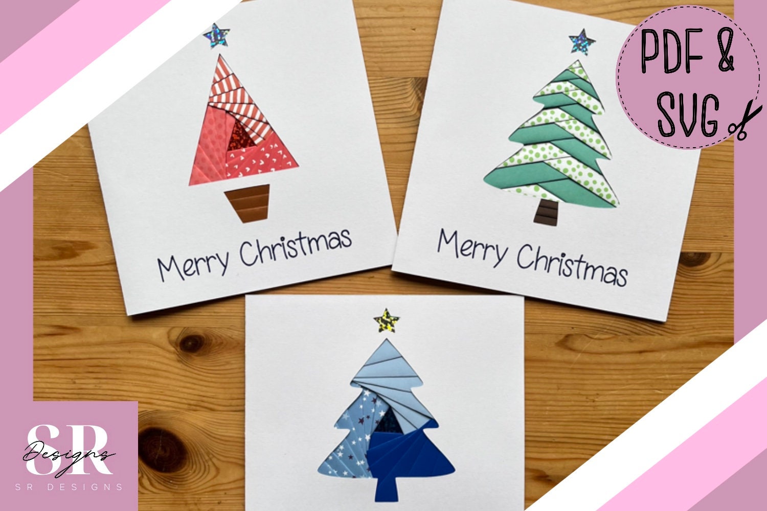 Christmas Tree Iris Folding Pattern Template Bundle PDF & SVG ...