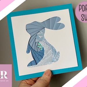 Bunny Iris folding pattern template PDF & SVG. Iris folding pattern. bunny card design. Hand cutting PDF