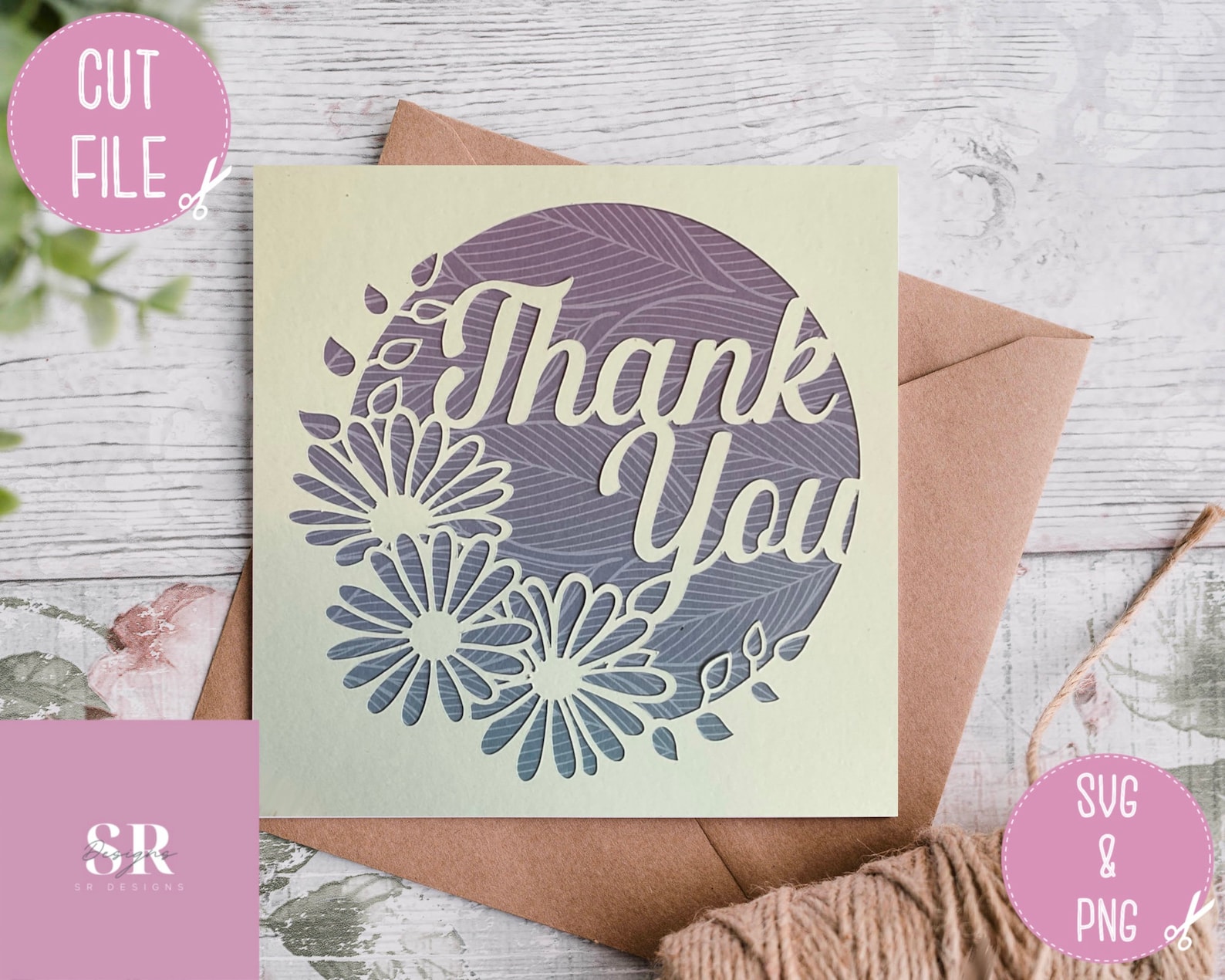 SVG Thank You Card. Paper Cutting. Card Making. Thankyou Card Etsy UK