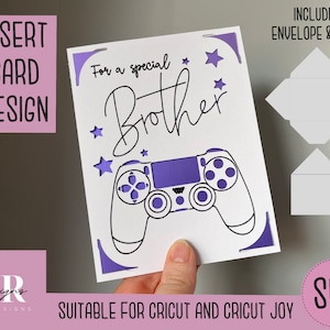 SVG: Brother birthday insert card. Brother gamer card svg. Draw o cut card design. Envelope template included. Cricut Joy brother card SVG