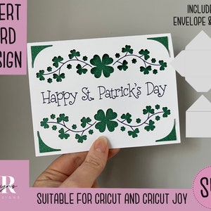 SVG: St. Patrick's Day Einlegekarte. Cricut Joy freundlich. Kartendesign zeichnen und ausschneiden. Umschlag inklusive. Cricut Joy St. Patricks Tageskarte SVG