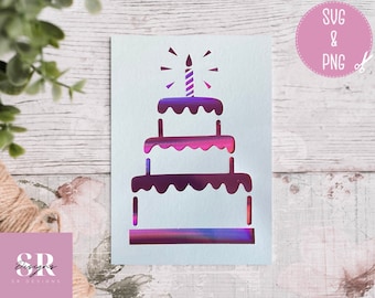 SVG: Birthday cake card. Happy birthday. Birthday cake card. Birthday card svg. Happy birthday svg. birthday cake card svg. SVG/PNG