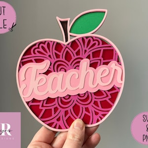 SVG: 3D lagend Apfel. Digitaler Download. Papierschnitt. Lagensvg. Layered Lehrer Apple svg. Apfel Mandala. Lehrer-Wertschätzung. 3D SVG.