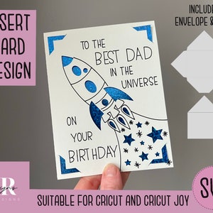 SVG: Dad Birthday insert card. Cricut Joy friendly. Draw and cut card design. Envelope template included. Cricut Joy Birthday card SVG