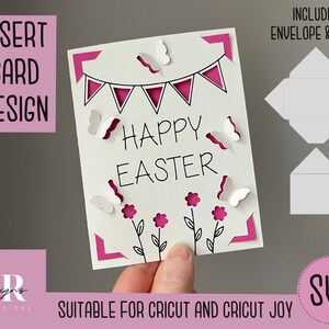 SVG: Easter insert card. Cricut Joy friendly. Draw and cut card design. Envelope template included. Cricut Joy Easter card SVG