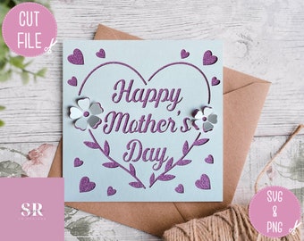 SVG: 3D/ ‘pop up’ Mother’s Day card. Happy Mother’s Day. 3D Mother’s Day svg.  Pop up card. Pop up flowers. 3D butterfly. SVG/PNG